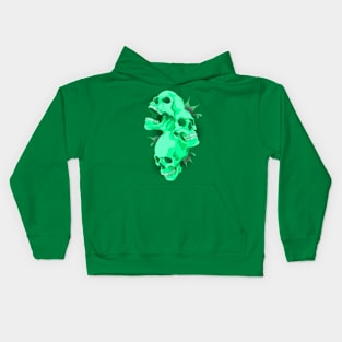 Morphed Skulls Green Kids Hoodie